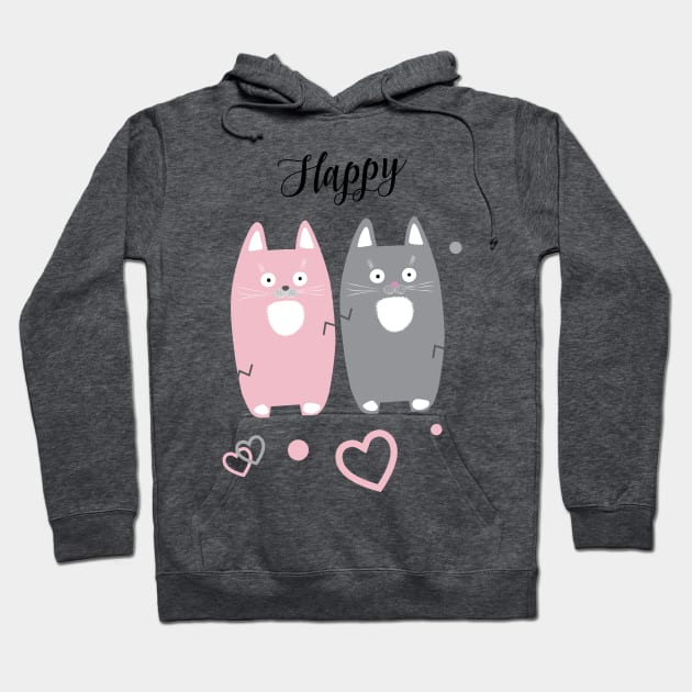 Gifts & Clothing Collection with Cute Cats animals, Pink & Grey Lovely Little Kittens, decoration. Love, Birthday, Anniversary - Gifts Hoodie by sofiartmedia